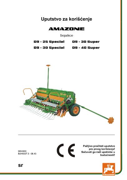 Uputstvo za korišćenje D9-25/30/40 SUPER / SPECIAL 