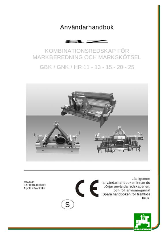 Instruktionsbok GBK / GNK / HR
