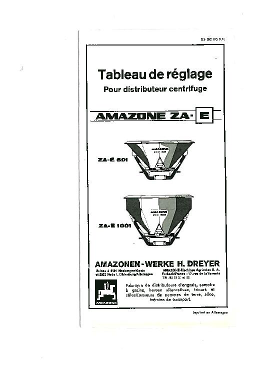 Tableau de réglage ZA-E 