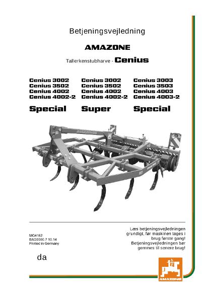 Brugsanvisning CENIUS 3002/3502/4002/