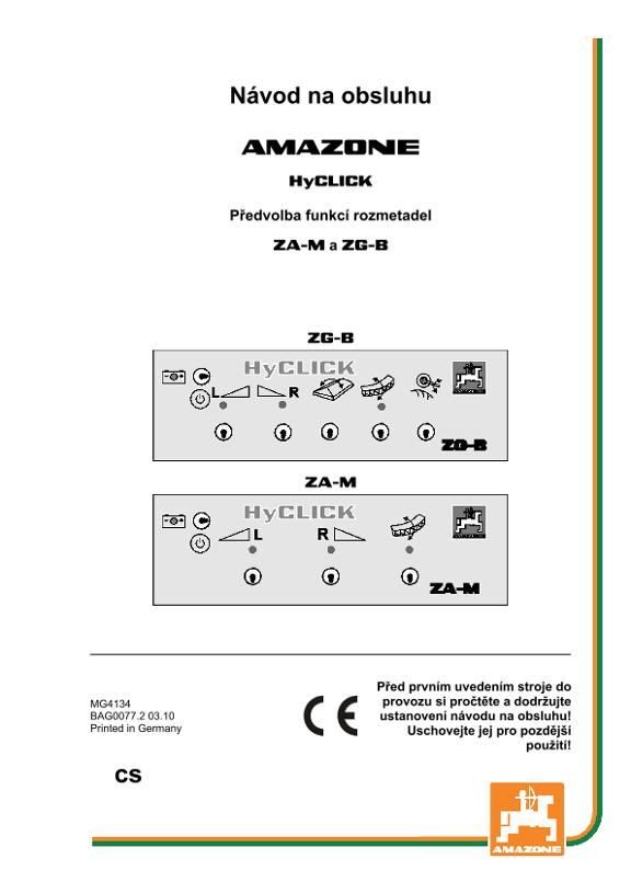 Návod na obsluhu HYCLICK ZA / ZG-B