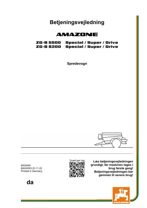 Brugsanvisning ZG-B 5500/8200 SPECIAL/SUPER/DRIVE