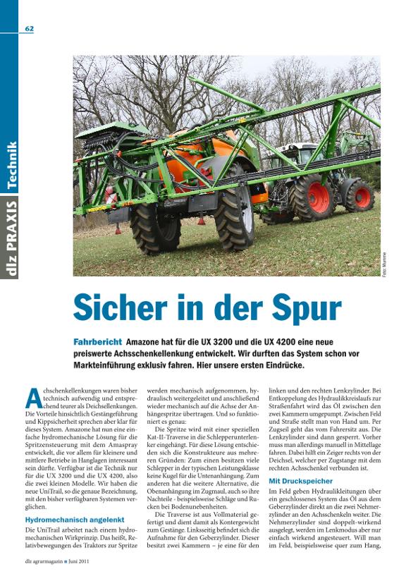 Test: dlz-PRAXIS Fahrbericht (Juni 2011) - Sicher in der Spur - preiswerte Achsschenkellenkung UX