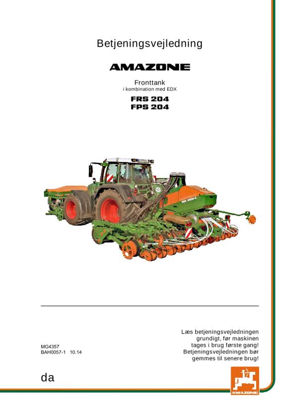 Brugsanvisning FRONTTANK FRS/FPS 204