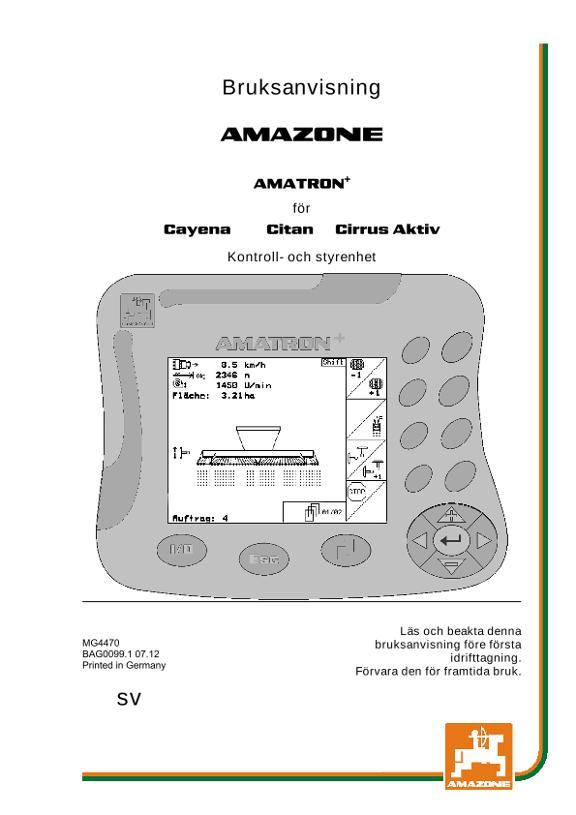 Instruktionsbok AMATRON+ F. CAY. / CIT. / CIR. AKTIV