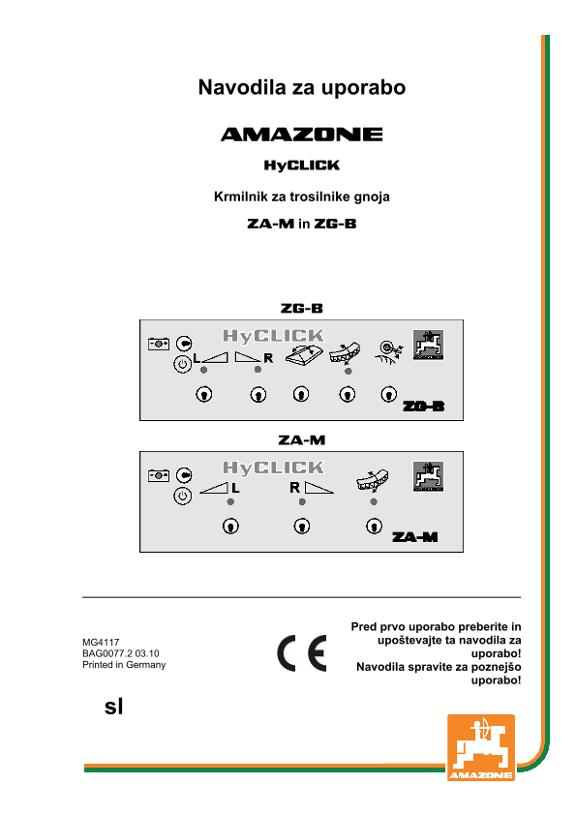 Navodila za uporabo HYCLICK ZA / ZG-B 