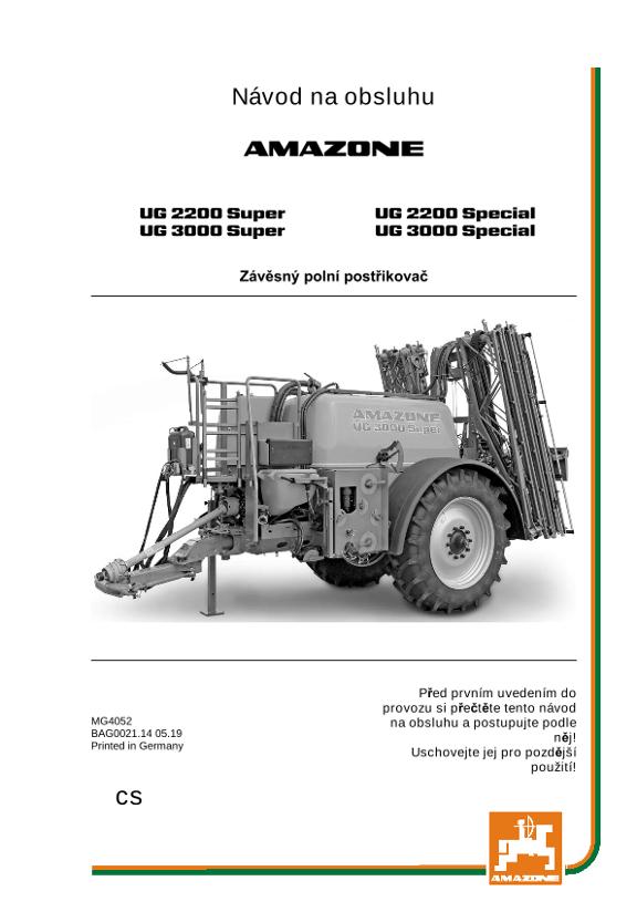 Návod na obsluhu UG 2200/3000 SUPER/SPECIAL