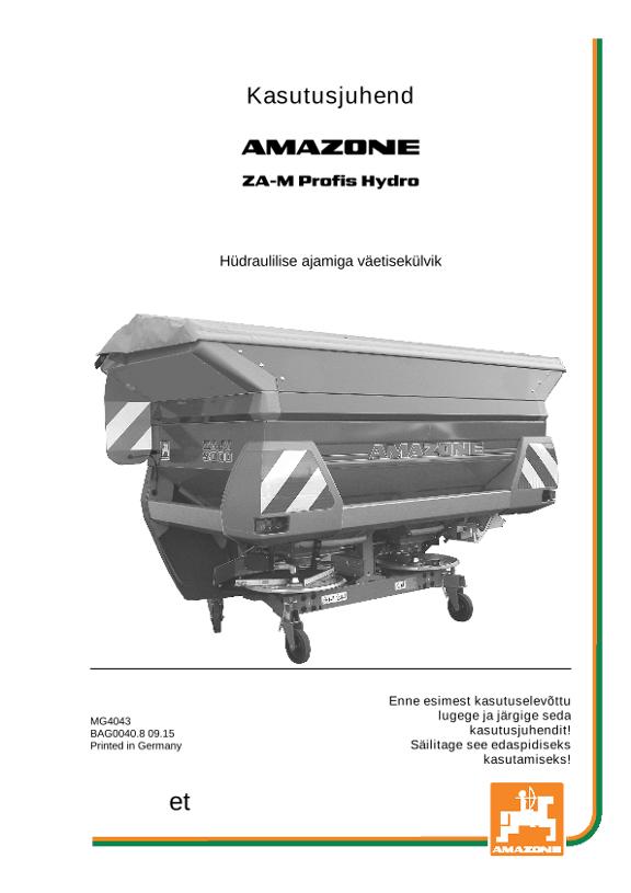 Kasutusjuhend ZA-M PROFIS HYDRO 