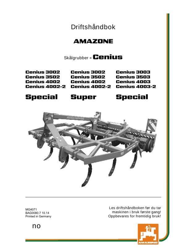 Instruksjonsboka CENIUS 3002/3502/4002/4002-2