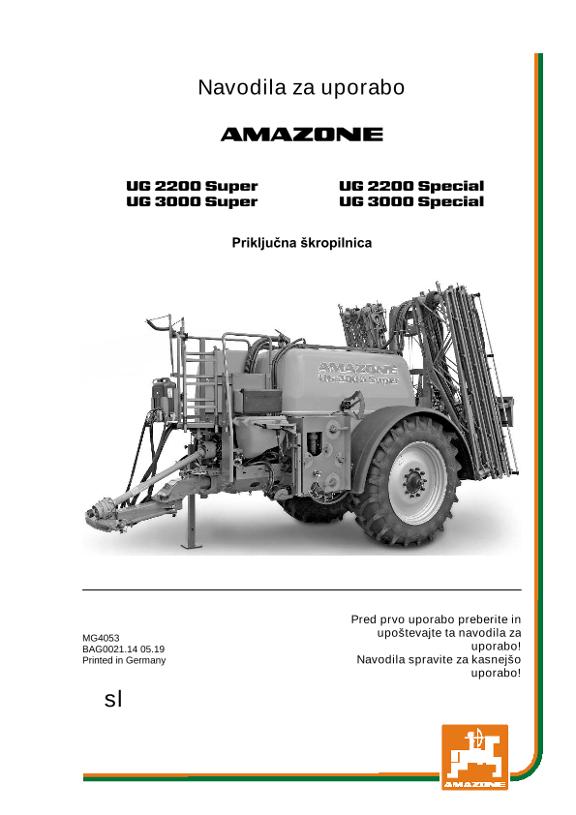 Navodila za uporabo UG 2200/3000 SUPER/SPECIAL