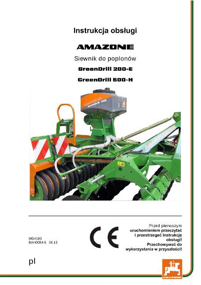 Instrukcja obsługi GREENDRILL GD200/500-E/H 