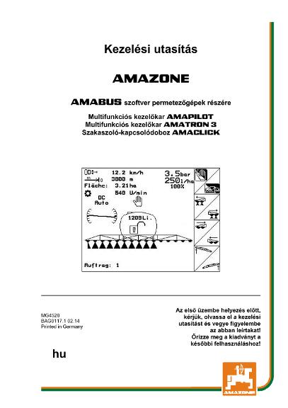 Kezelési útmutató Software AMABUS Feldspritze