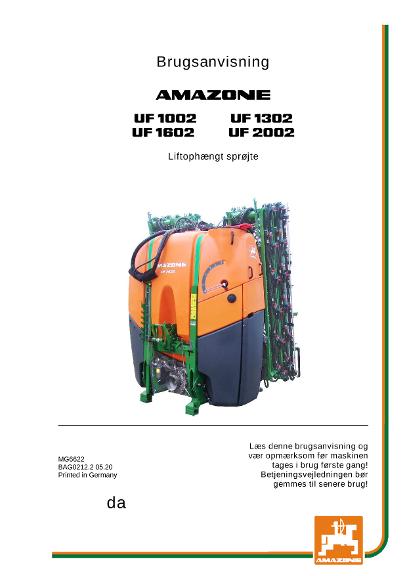 Brugsanvisning UF 1002/1302/1602/2002 