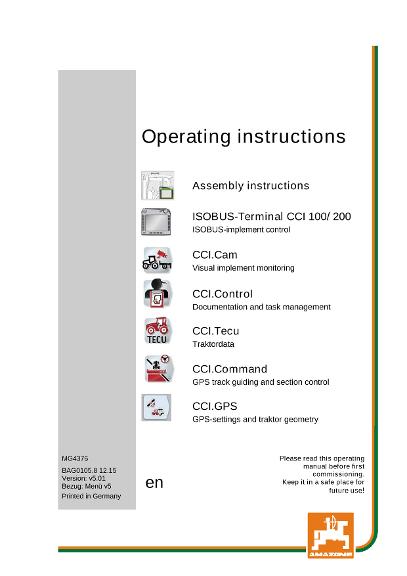 Operation manual CCI ISOBUS TERMINAL 