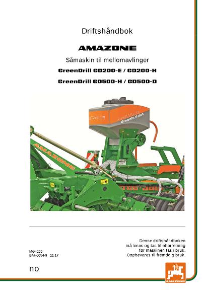 Instruksjonsboka GREENDRILL GD200/500-E/H