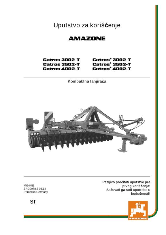 Uputstvo za korišćenje CATROS 3002-T/3502-T/4002-T