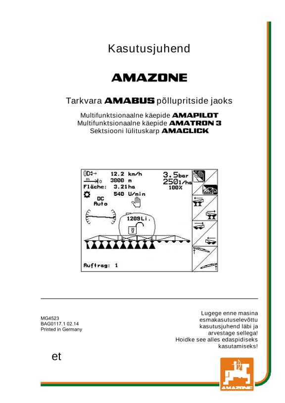Kasutusjuhend Software AMABUS Feldspritze