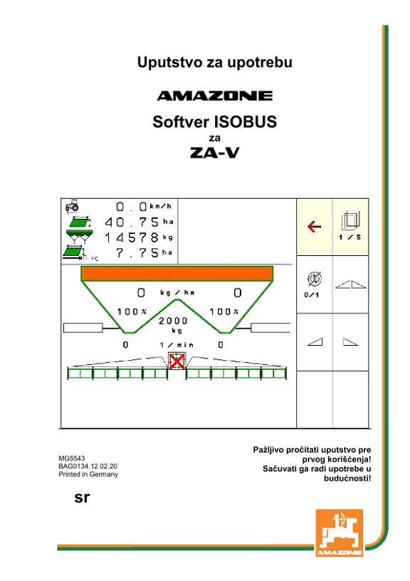 Uputstvo za korišćenje ISOBUS SOFTWARE ZA-V 