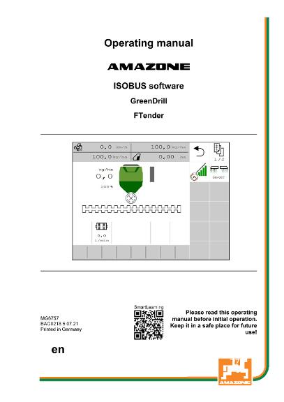 Operation manual ISOBUS SOFTWARE GREENDRILL/FTENDER 