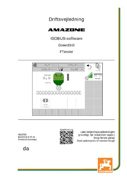 Brugsanvisning ISOBUS SOFTWARE GREENDRILL/FTENDER 