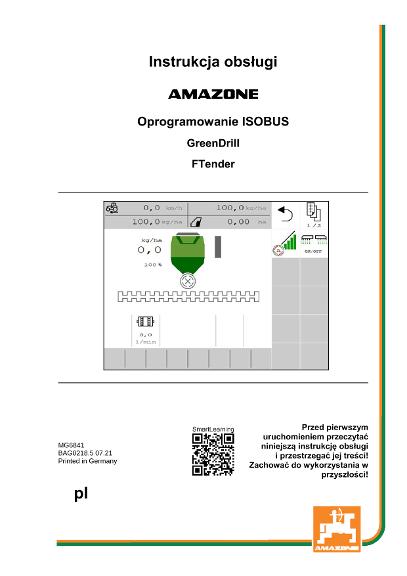 Instrukcja obsługi ISOBUS SOFTWARE GREENDRILL/FTENDER 