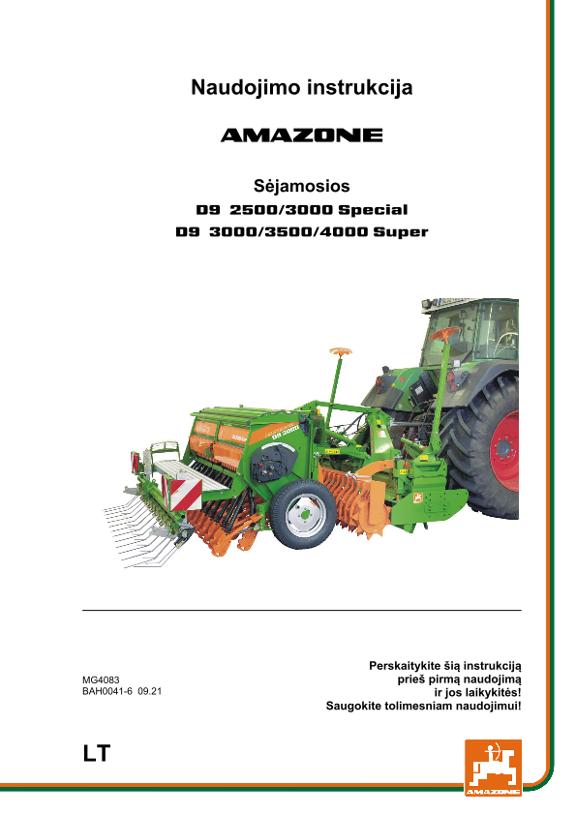 Naudojimo instrukcija D9-25/3/35/4000 SUPER / SPECIAL