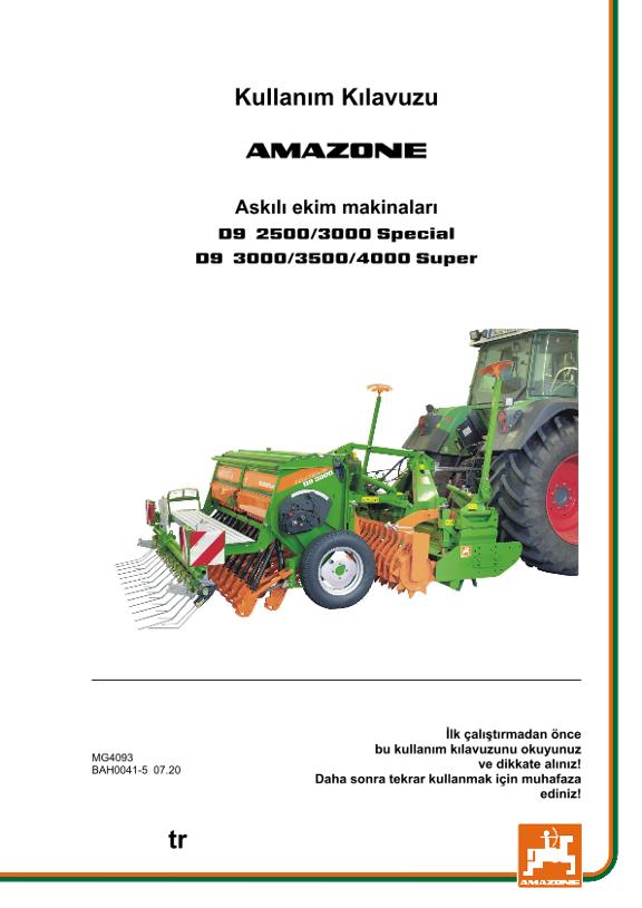 Kullanım Kılavuzu Ekim Makinaları D9-25/3/35/4000 SUPER / SPECIAL 