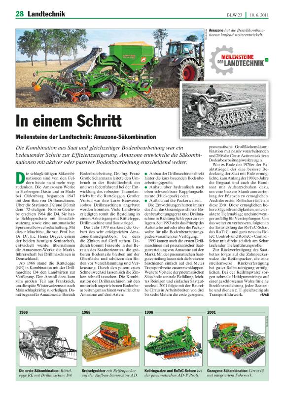 Artikel: BLW 23-2011 Meilensteine der Landtechnik - In einem Schritt