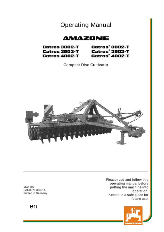 Operation manual CATROS 3002-T/3502-T/4002-T 