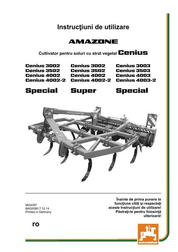Instrucţiuni de utilizare CENIUS 3002/3502/4002/4002-2