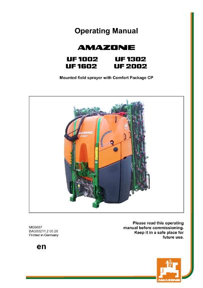 Operation manual  UF CP 1002/1302/1602/2002