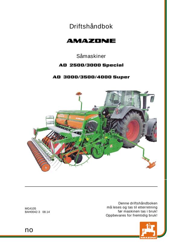 Instruksjonsboka AD 2500/3000 Special / AD 3000/3500/4000 Super