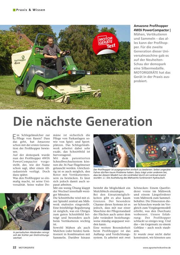 Artikel: Agrartechnik-Motorgeräte 10-2011 Kommual AMAZONE Profihopper 4WDi T