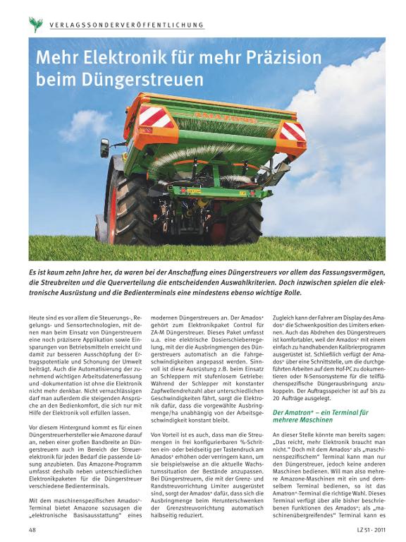 Sonderdruck LZ Pflanzenschutz und Dünger 201112 - Mehr Elektronik für mehr Präzision