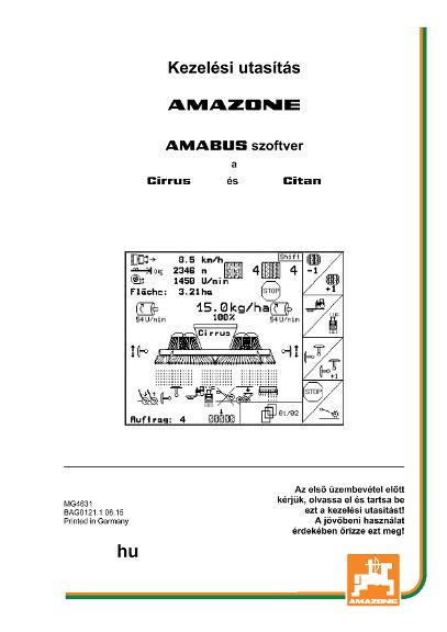 Kezelési útmutató Software AMABUS Citan 00 / Cirrus 01
