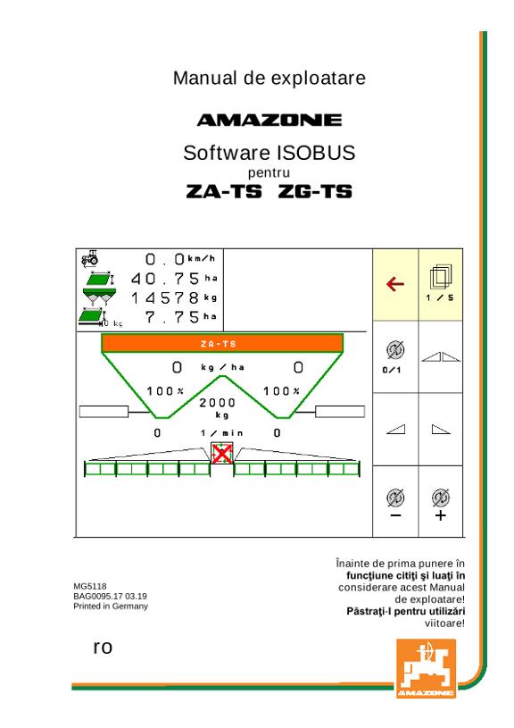 Instrucţiuni de utilizare ISOBUS SOFTWARE ZA-TS / ZG-TS