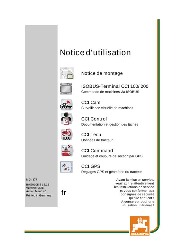 Notice d'utilisation CCI ISOBUS TERMINAL 
