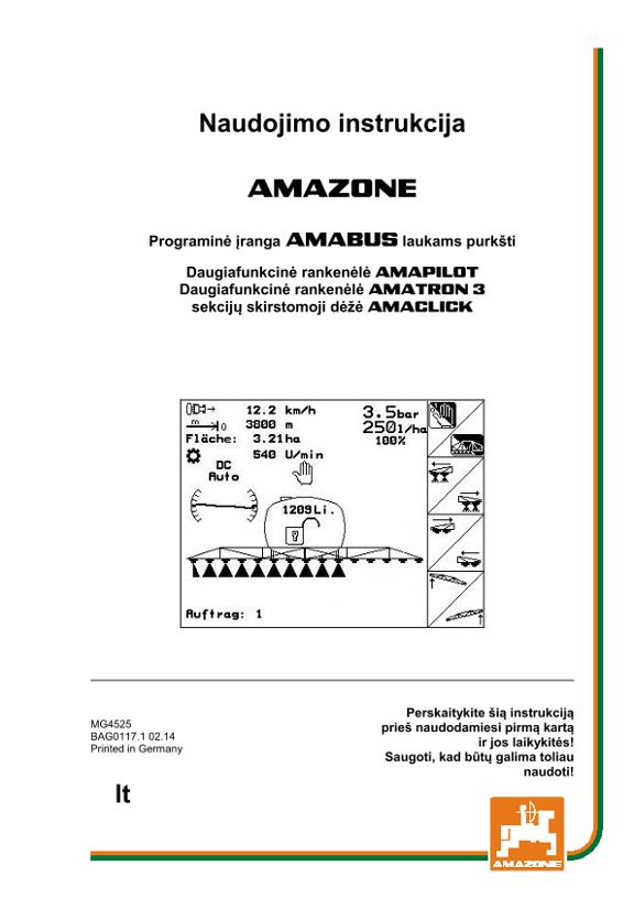 Naudojimo instrukcija Software AMABUS Feldspritze