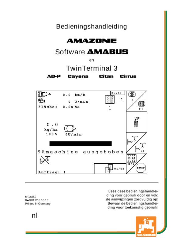 Bedieningshandleiding SOFTWARE AMABUS CAYENA/CITAN/CIRRUS/AD-P   