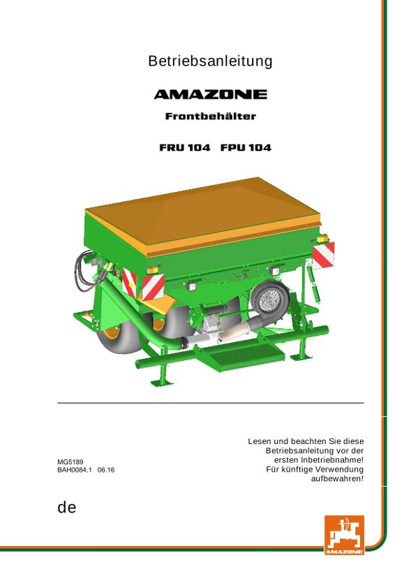 Betriebsanleitung FRONTTANK FRU/FPU 104 
