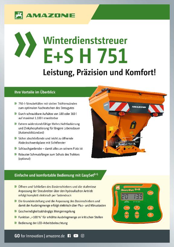 Kundenstopper Winterdienststreuer E+S H 751, 594 x 841 mm