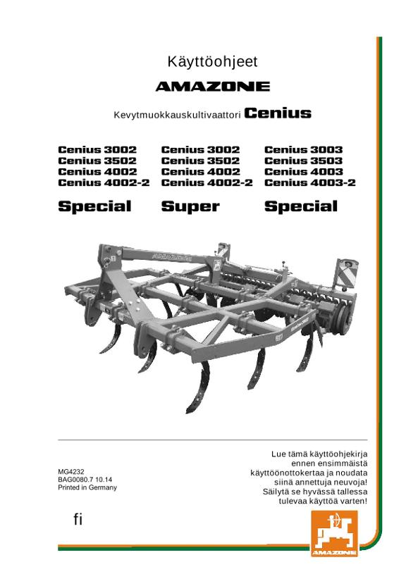 Käyttöohjekirja CENIUS 3002/3502/4002/4002-2