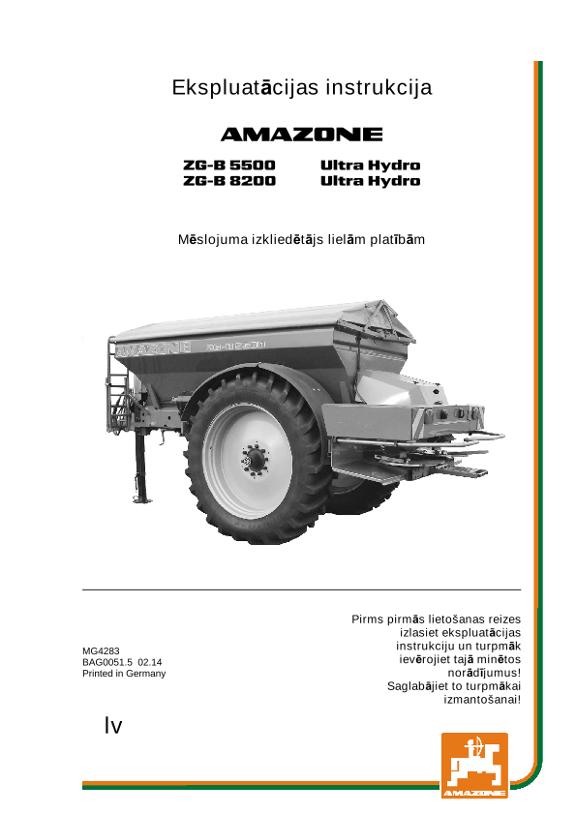 Ekspluatācijas instrukcija ZG-B 5500/8200 ULTRA HYDRO 