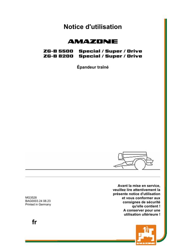 Notice d'utilisation ZG-B 5500/8200 SPECIAL/SUPER/DRIVE
