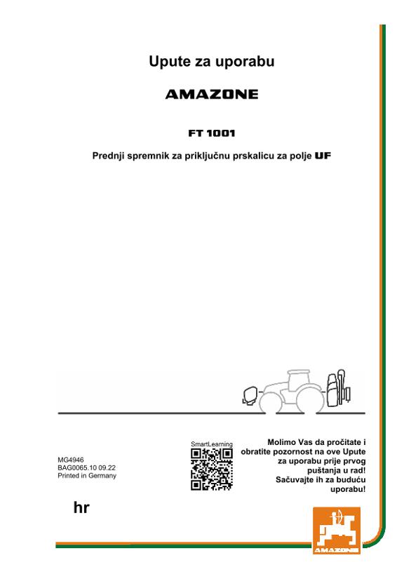 Upute za uporabu FRONTTANK FT 1001