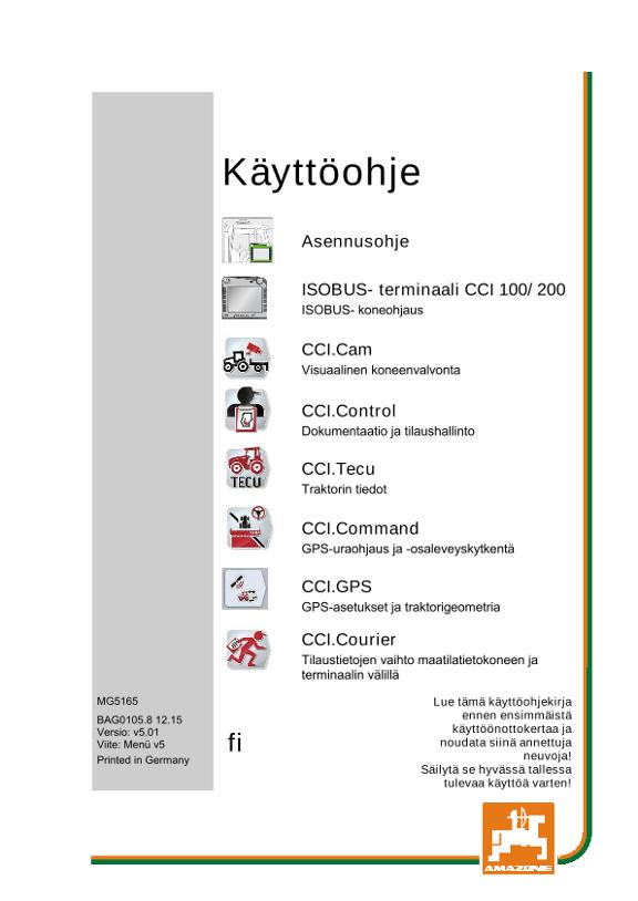 Käyttöohjekirja CCI ISOBUS TERMINAL