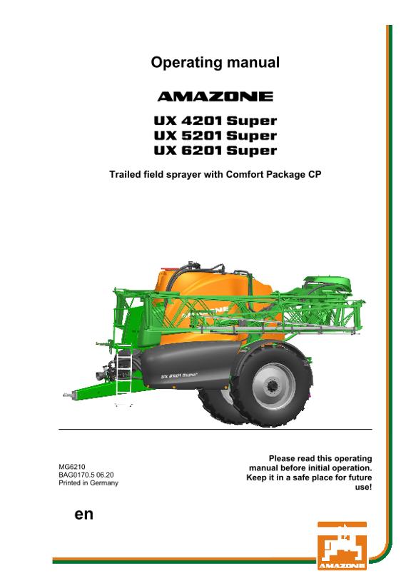 Operation manual UX 4/5/6201 SUPER CP