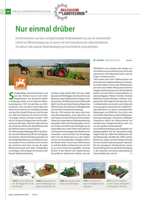 Artikel Neue Landwirtschaft 201107 - Meilensteine der Landtechnik - Nur einmal drüber