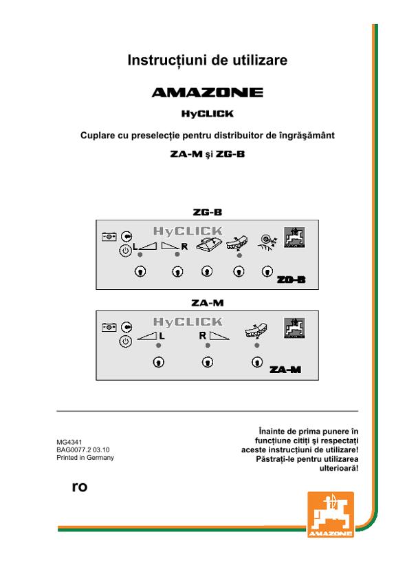 Instrucţiuni de utilizare HYCLICK ZA / ZG-B 