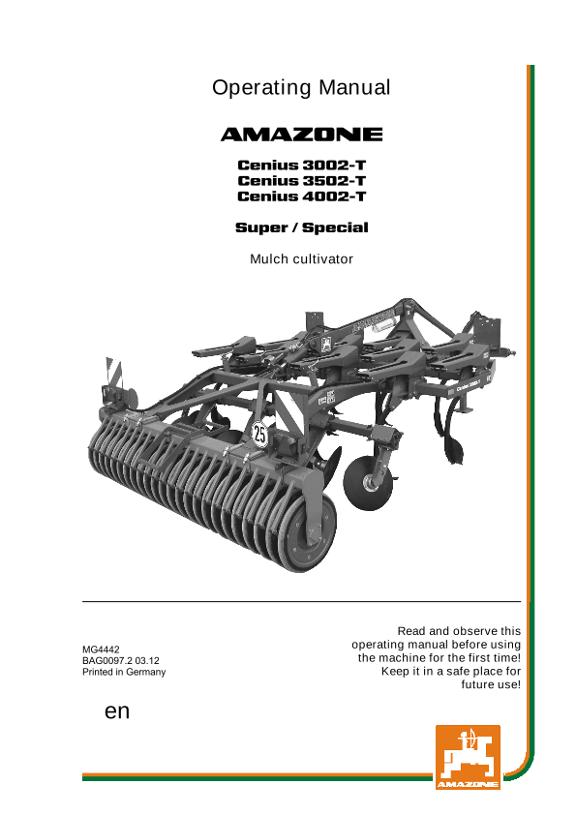 Operation manual CENIUS 3002-T/3502-T/4002-T